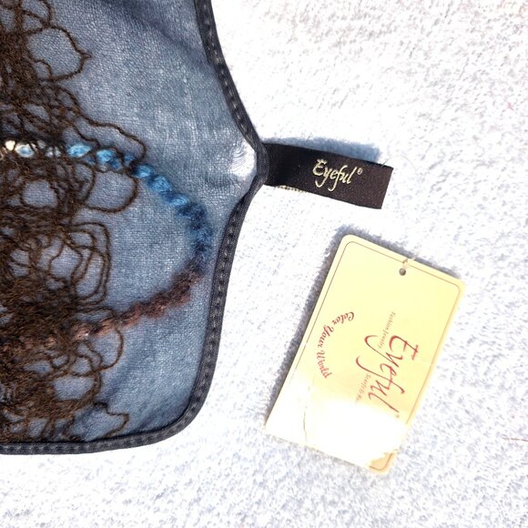 Eyeful Fashion Scarf 100% Merino Wool with Embroidery NWT *see pix* - Picture 5 of 7